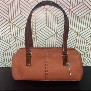 Fossil Pebbled Leather Purse Shoulder Bag Brown